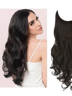 Sarla 22 Inch Invisible Wire Hair Extension Wavy Dark Brown New